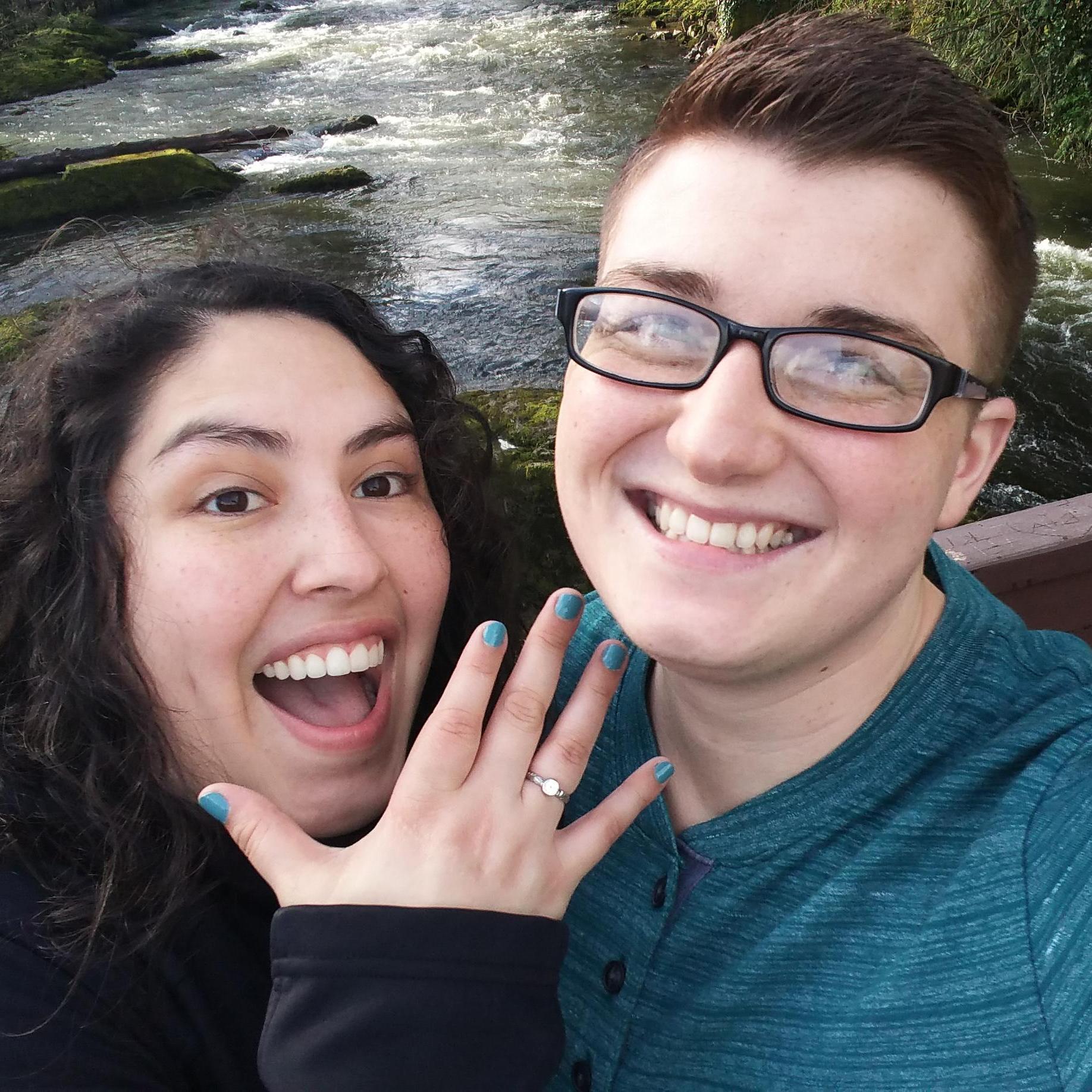 Obligatory engagement photo. Fun fact: she had already decided when and where we are gonna get married. I Just had to show up with a hunk of metal and a shiny rock.