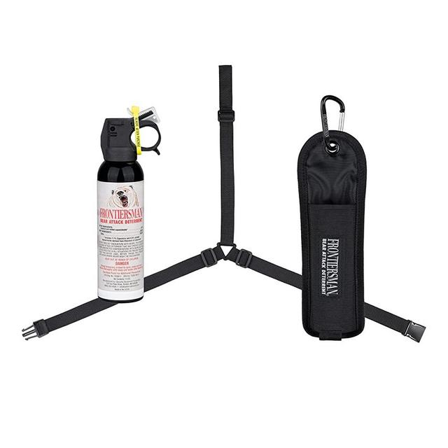 SABRE Frontiersman 7.9 oz. Bear Spray, Maximum Strength 2.0% Major Capsaicinoids, Powerful 30 ft. Range Bear Deterrent, Outdoor Camping & Hiking Protection, Quick Draw Holster & Multipack Options