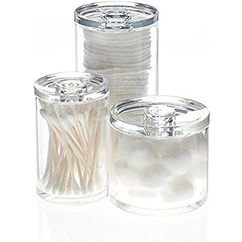 Vencer 3pc Acrylic Clear Cotton Ball & Swab Organizer VMO-013