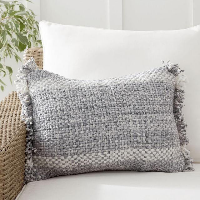 Ixora Eco-Friendly Textured Indoor/Outdoor Lumbar Pillow , 14 x 20", Blue Multi