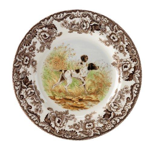 Spode Woodland Hunting Dogs Flat Coated Pointer Dinner Plate