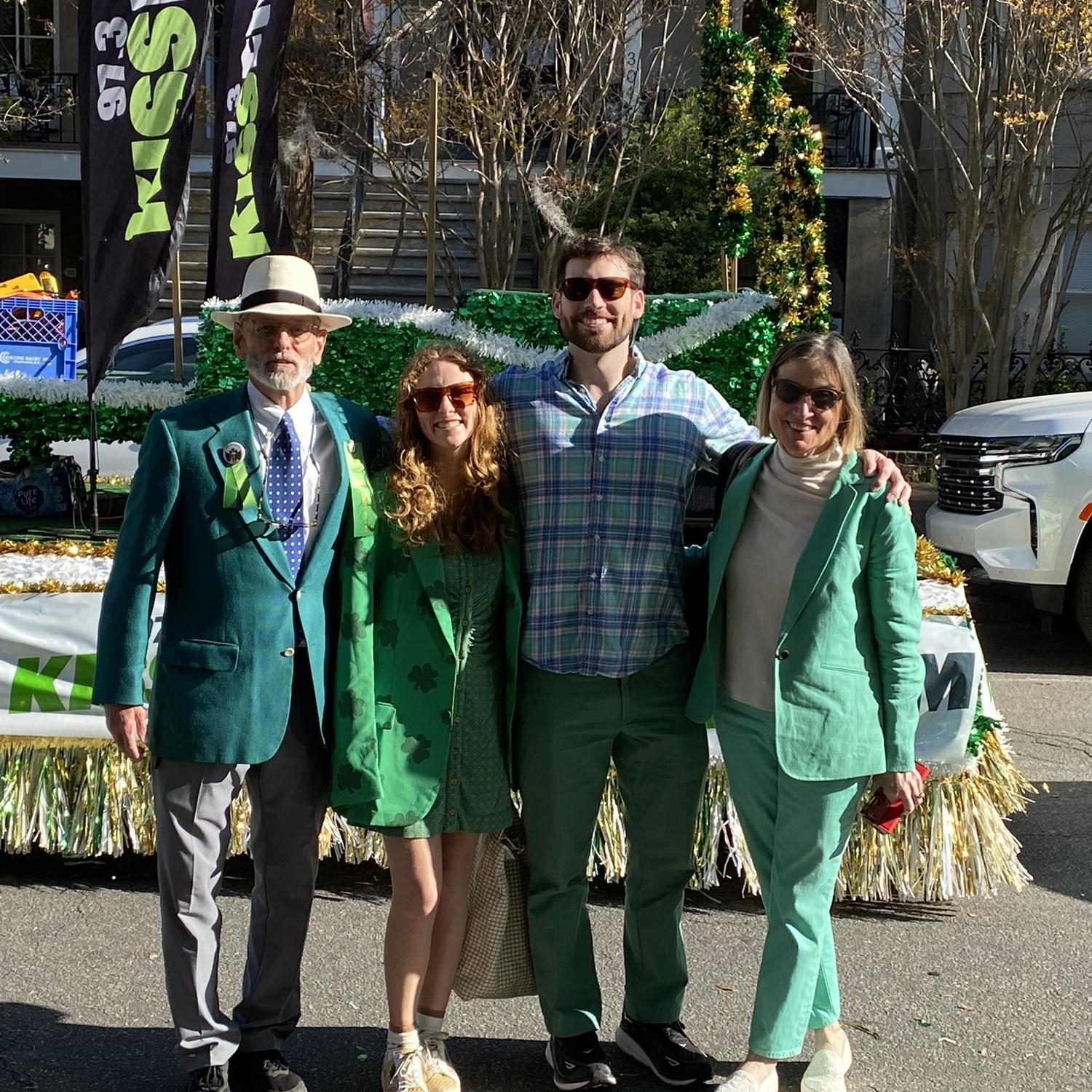 Family in Savannah on St Patrick’s Day Parade ☘️