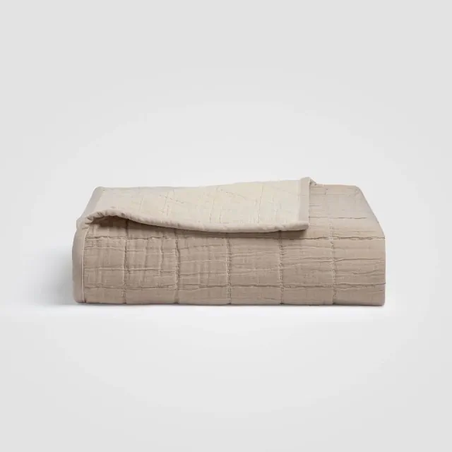 Gray Quilted Bedspread – Queen, Soft Textured Cotton Coverlet