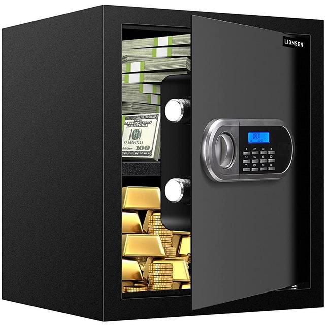 Fire Resistant Safe Box with Combination Lock, 1.3 Cubic Feet Personal Home Security Safe with LCD Keypad, Digital Home Safe for Firearm Medicine Money Documents Valuables