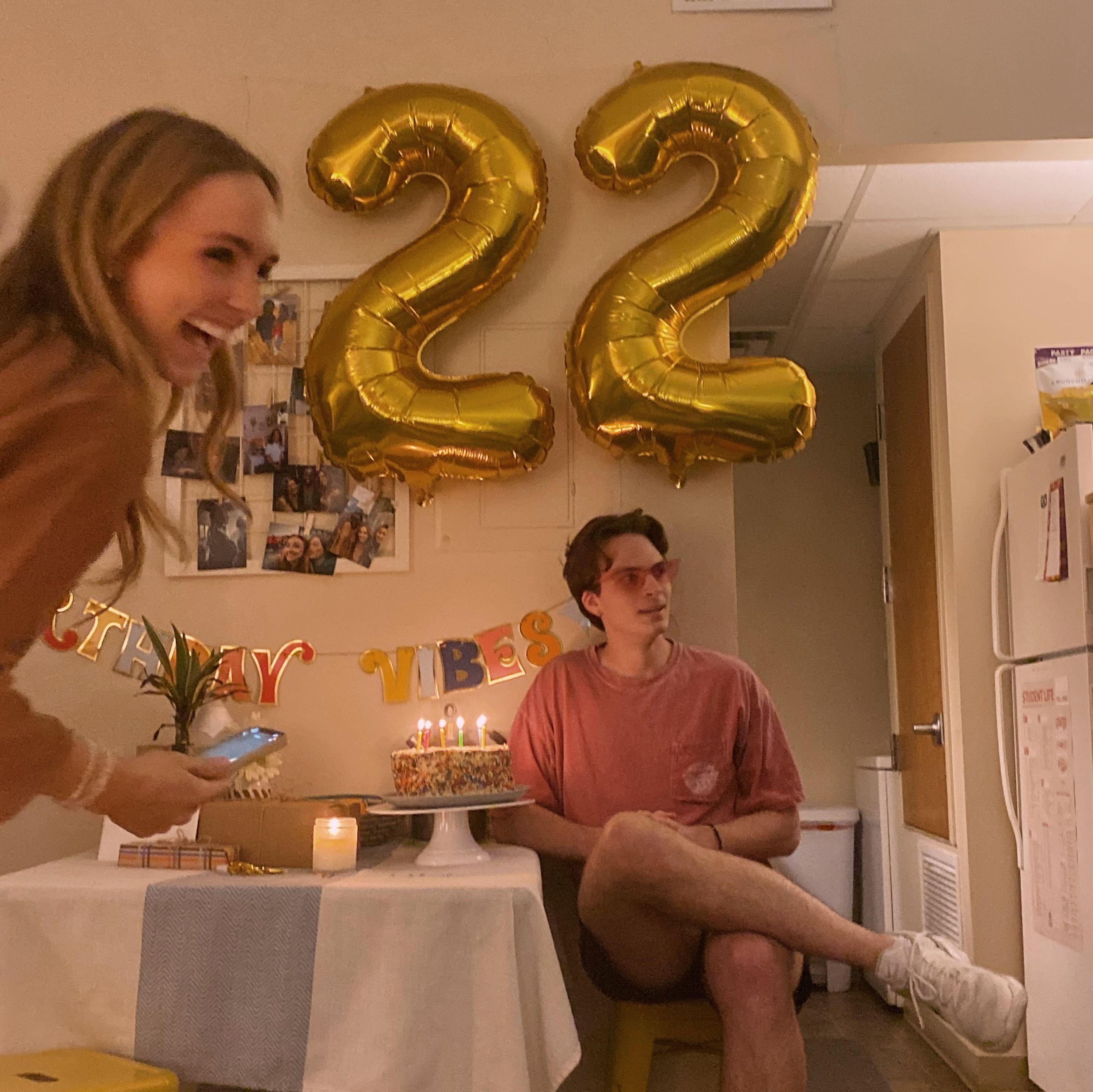 Noah's 22nd surprise birthday. He was shocked (FINALLY).