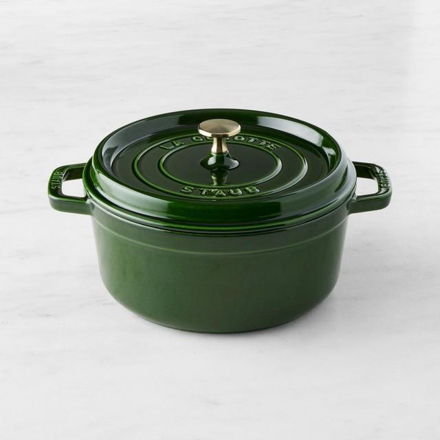 Staub Enameled Cast Iron Round Dutch Oven, 4-Qt., Basil with Brass Knob