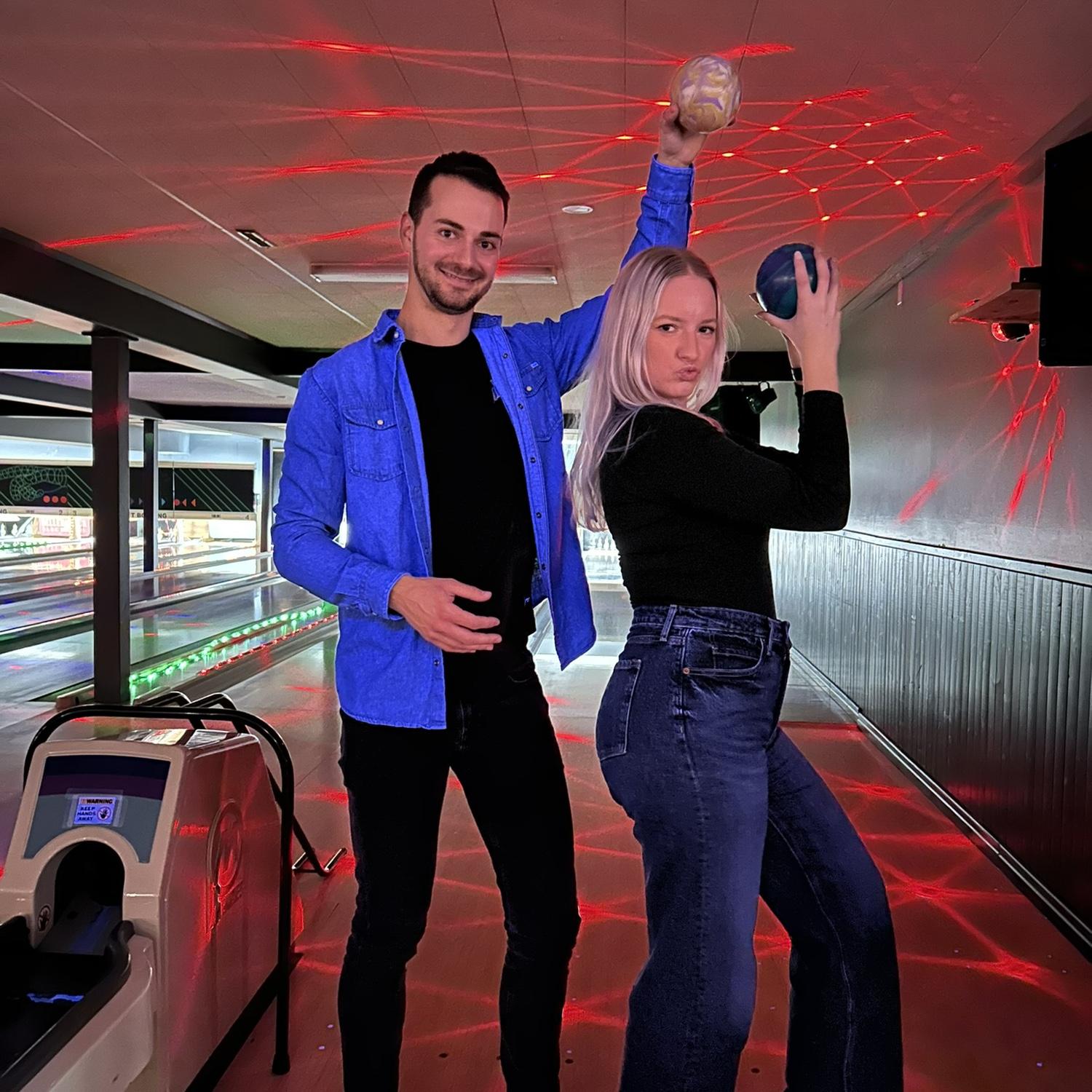 Rachel's birthday bowling with Julie and Marcel