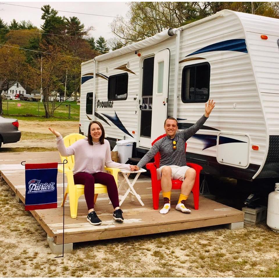 Their first trailer at Nason's Beach and Campground!