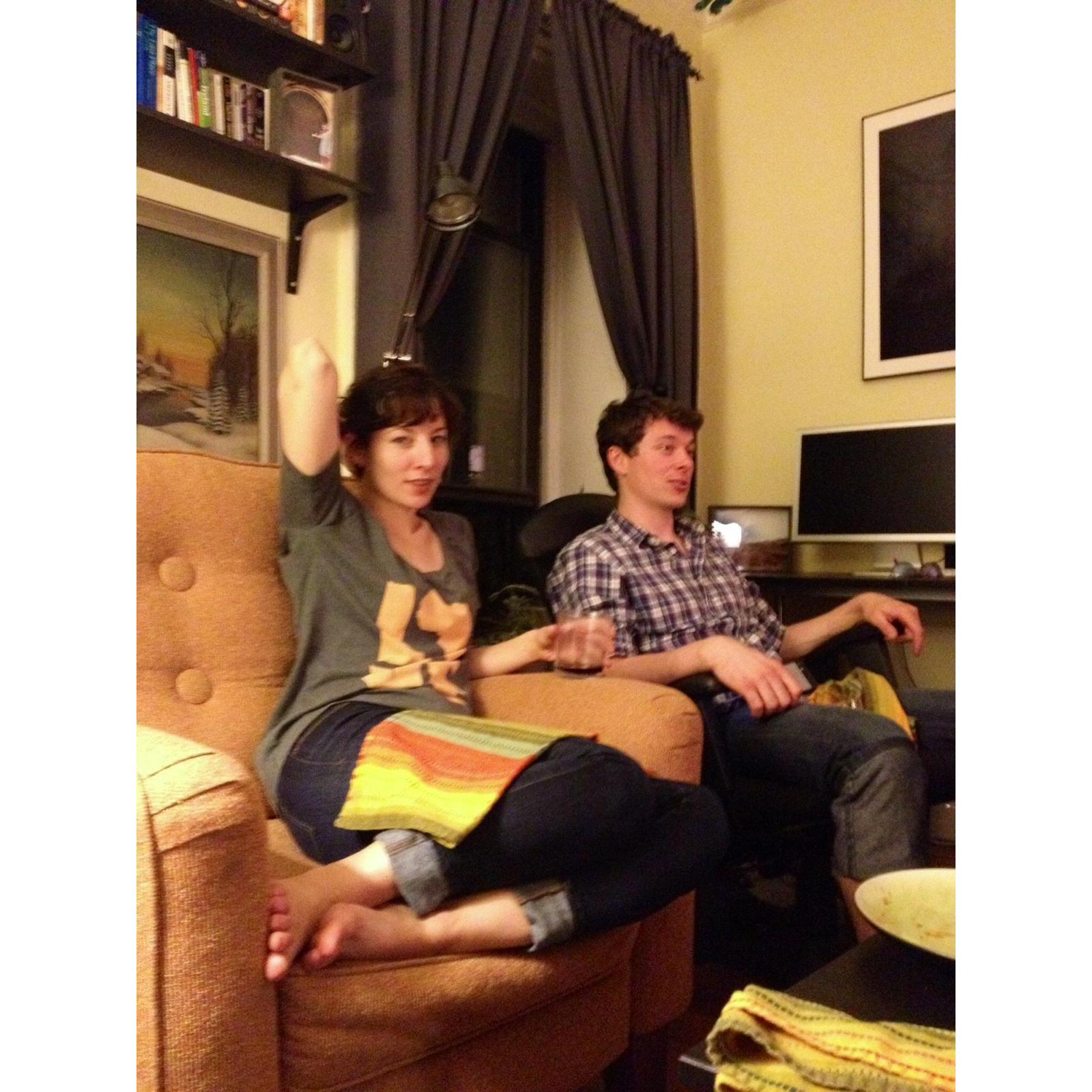 Scene from 2014, right after we met, at Maureen and John's for dinner