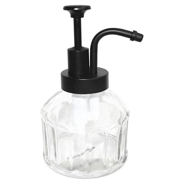 OCTMUSTARD 8 Oz Glass Soap Dispenser for Kitchen and Bathroom Countertop, Smooth Action Pump Refillable Wash Hand Liquid, Dish Detergent, Farmhouse Style with Cylindrical Shape Shampoo Lotion Pump