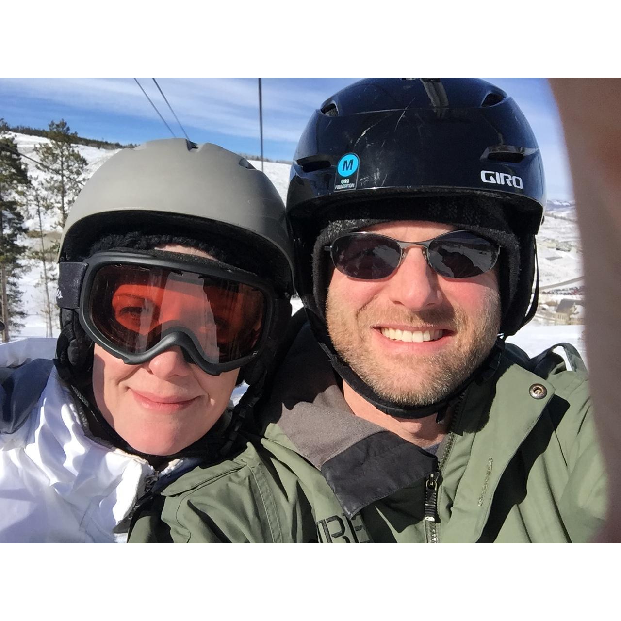 Ski-lift selfie before the proposal.