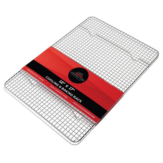 Last Confection Stainless Steel Baking & Cooling Rack - 12" x 17" (Fits Half Sheet Pan) - Cookie Baker's Oven Wire Rack