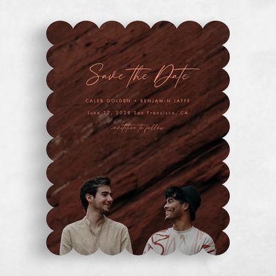 Orange Scalloped Wedding Save the Date - Paloverde Photo