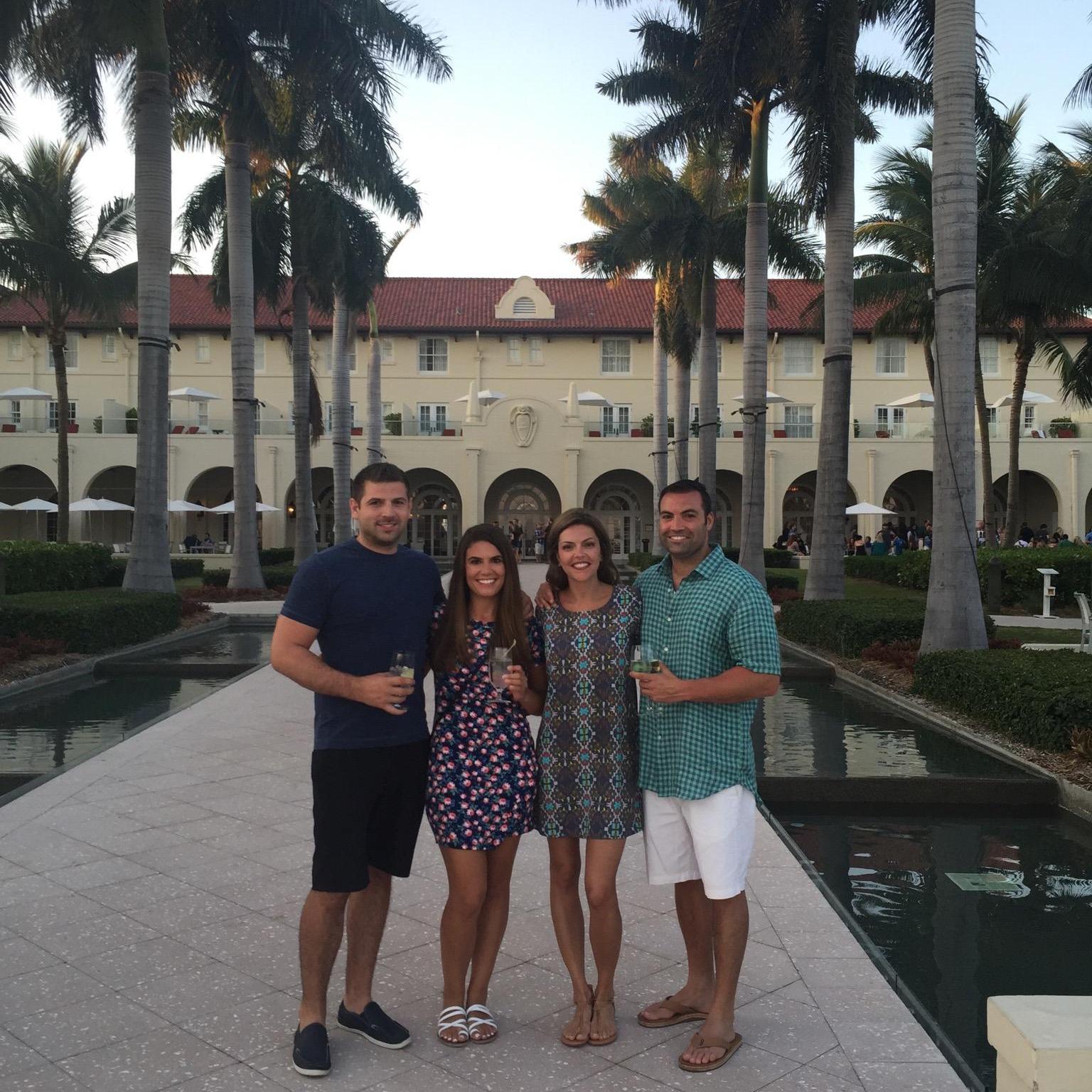 Justine and Ryan with Erica and Nick for their wedding in Key West. Fun fact: Nick is officiating our wedding!