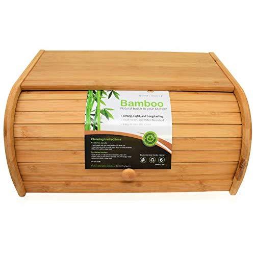 Natural Bamboo Roll Top Bread Box Kitchen Food Storage - Assembly Required
