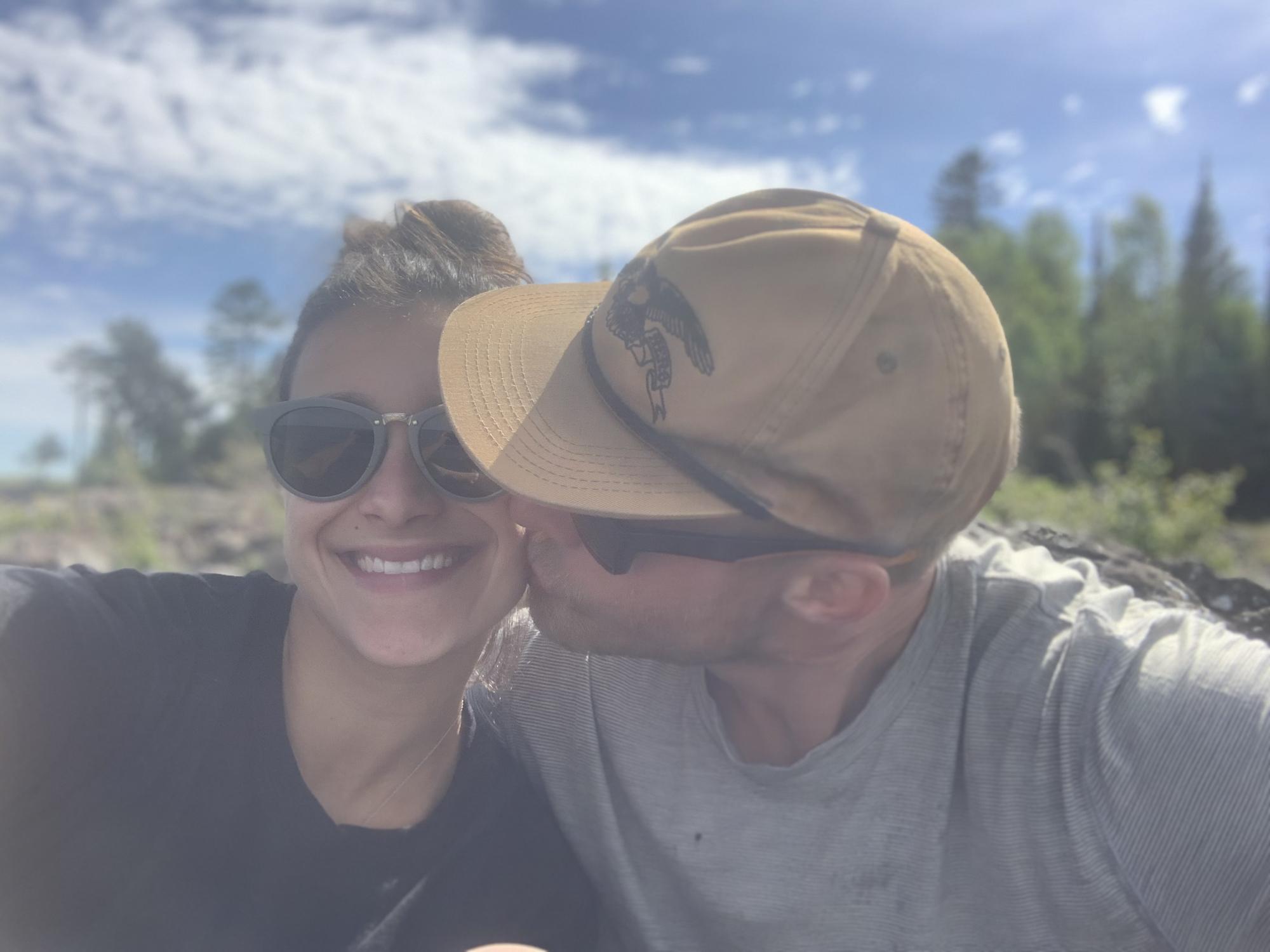 Kiss on the cheek at Lake Superior