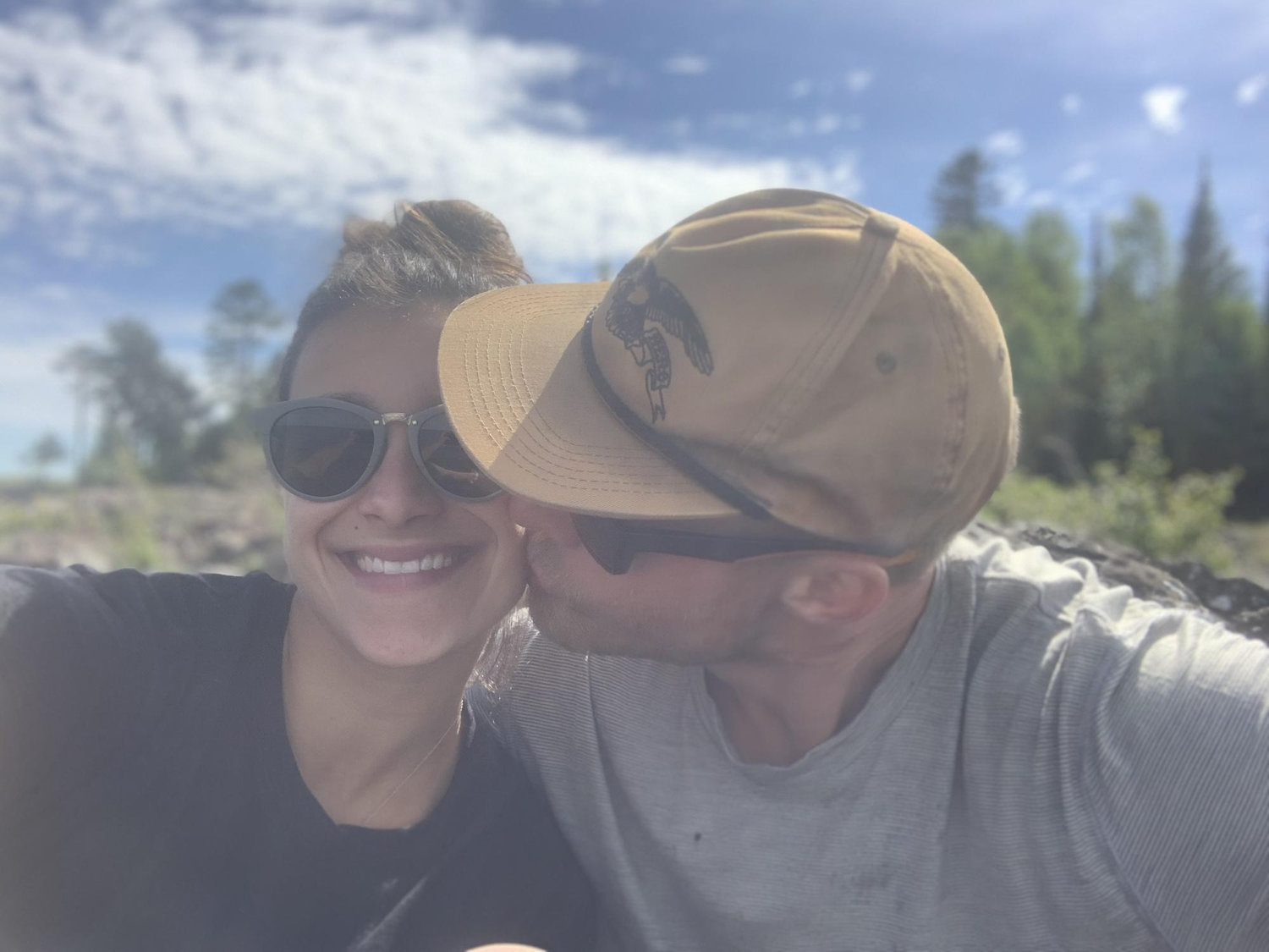 Kiss on the cheek at Lake Superior