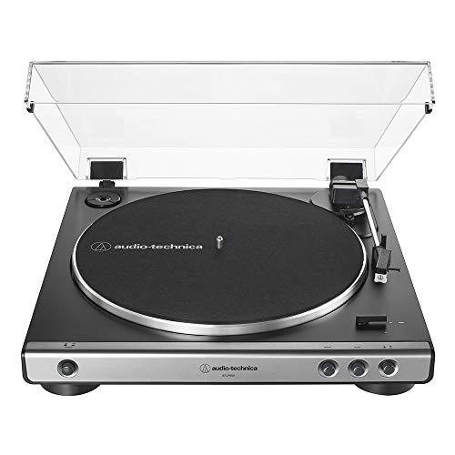 Audio-Technica At-LP60X-GM Fully Automatic Belt-Drive Stereo Turntable, Gunmetal/Black, Hi-Fidelity, Plays 33 -1/3 and 45 RPM Vinyl Records, Dust Cover, Anti-Resonance, Die-Cast Aluminum Platter