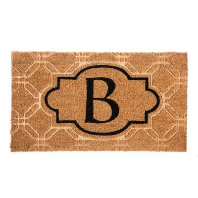 Evergreen Embossed Flocked Monogram Letter "B" Door Mat Insert in Black