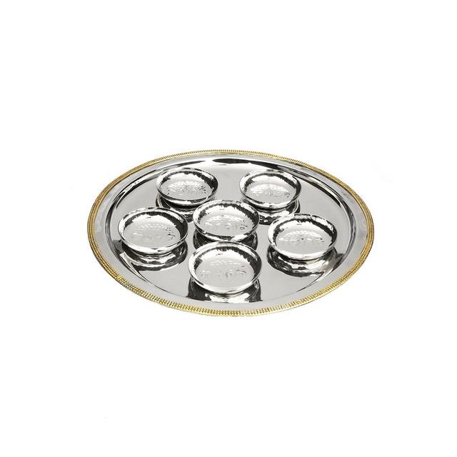 Classic Touch Seder Tray Mosaic Design with 6 Bowls