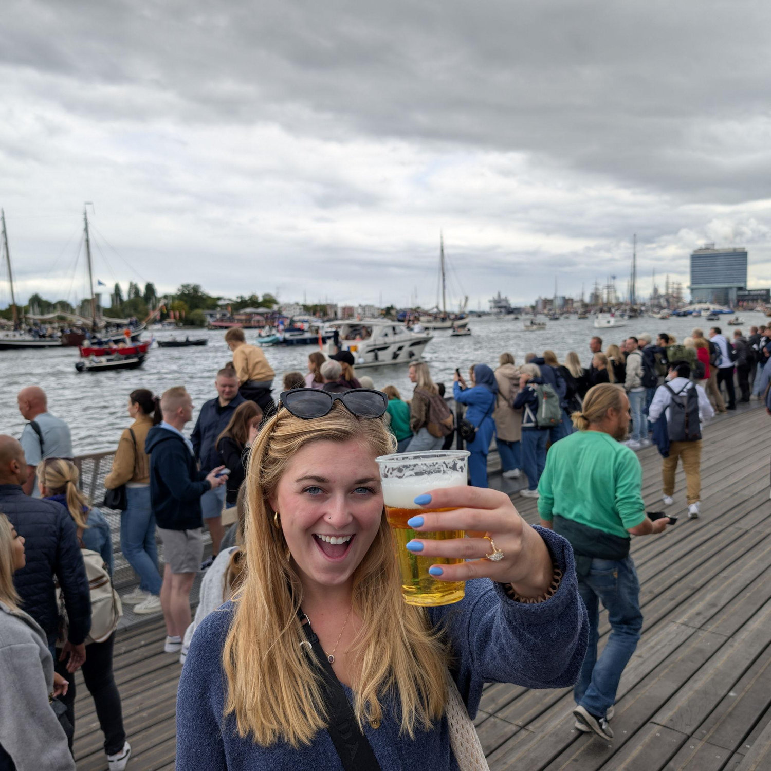 Watching the boats sail in (with a beer, of course!)