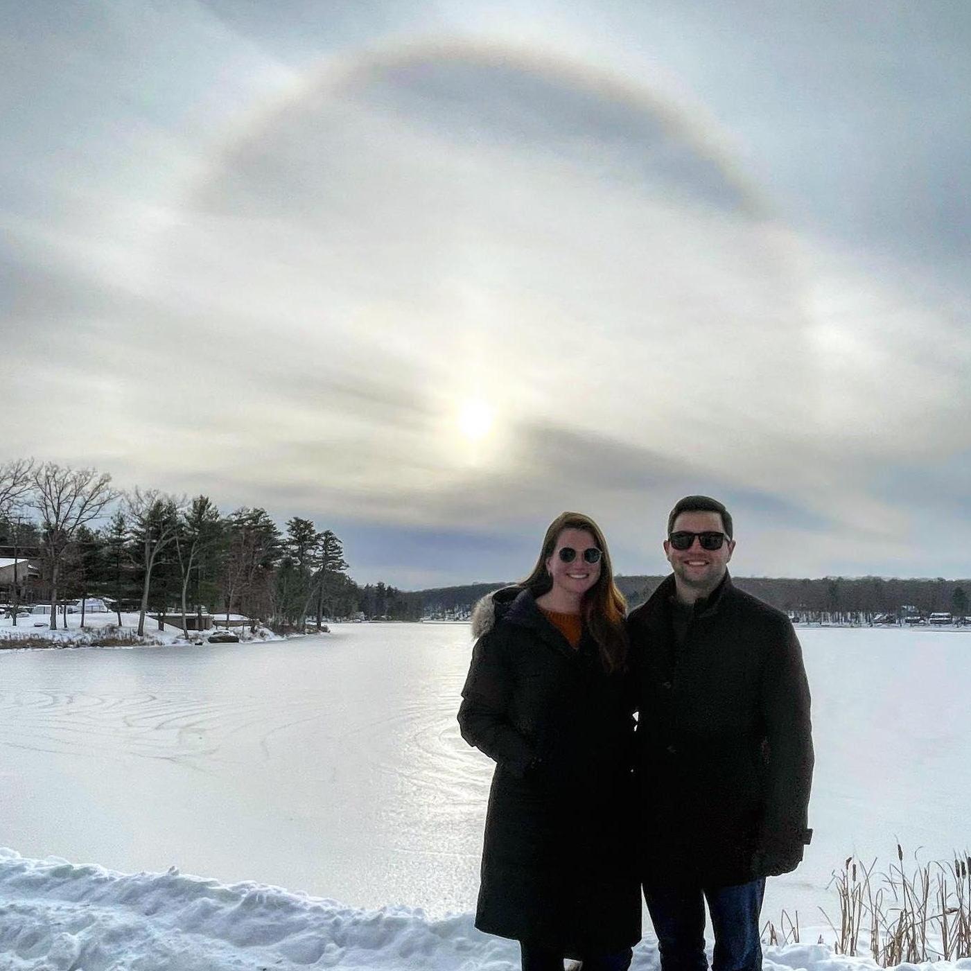 Winter trip to the Poconos! What a rainbow we caught at Woodloch Resort.