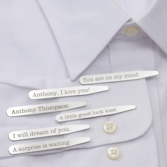 Secret Message Personalized Collar Stays Set of 3