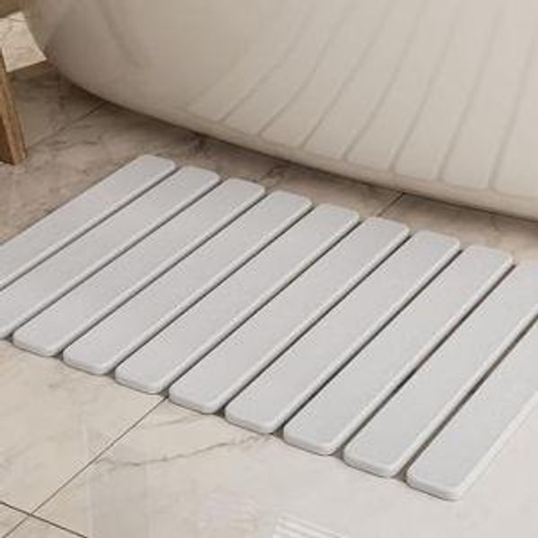 Foldable Stone Bath Mat, Quick Dry Stone Drying Mats for Bathroom, Super Absorbent Bath Mat, Non Slip, Large Diatomaceous Earth Dish Drying Mats for Kitchen Counter 23.5 x 15.4in, White