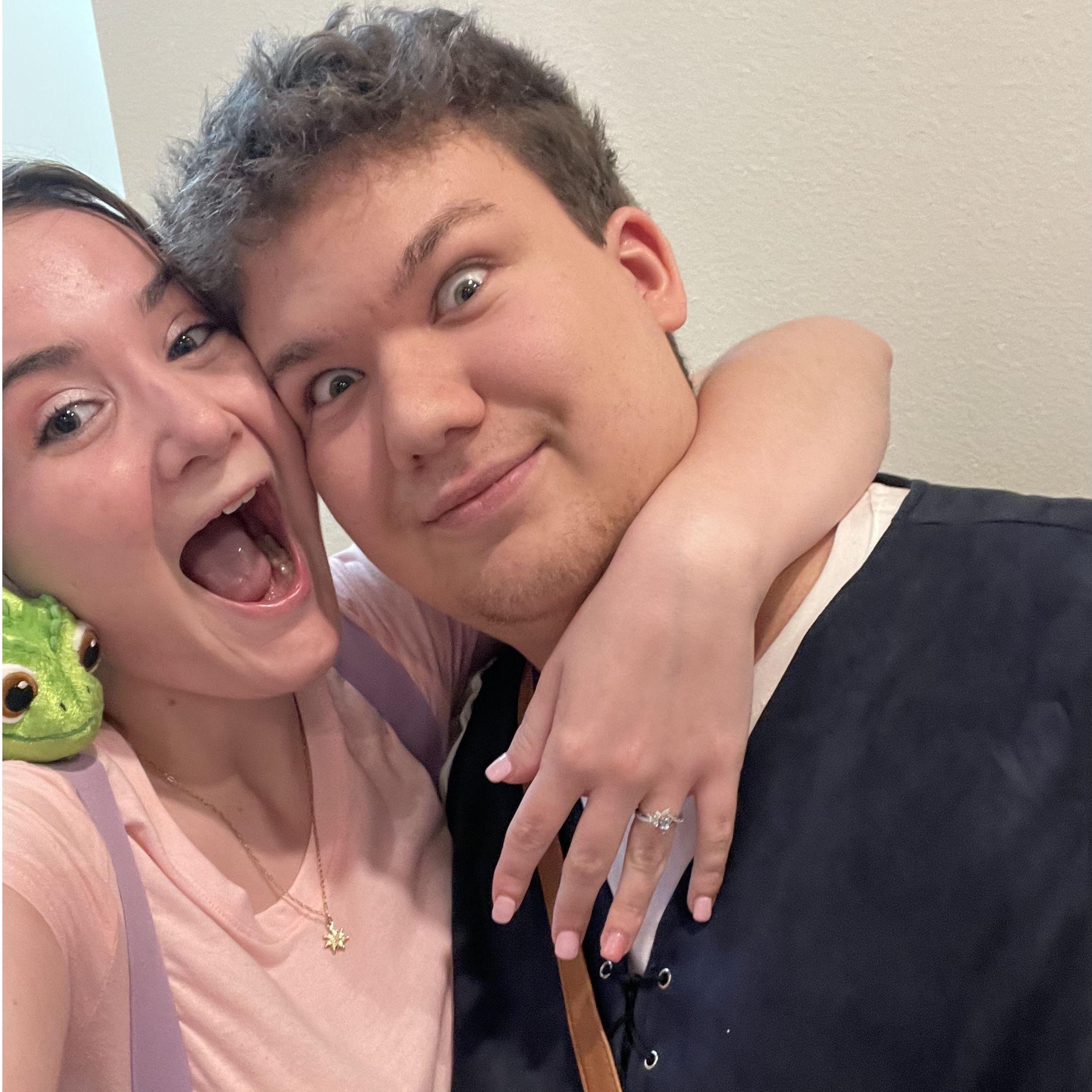 Our first selfie after getting engaged!