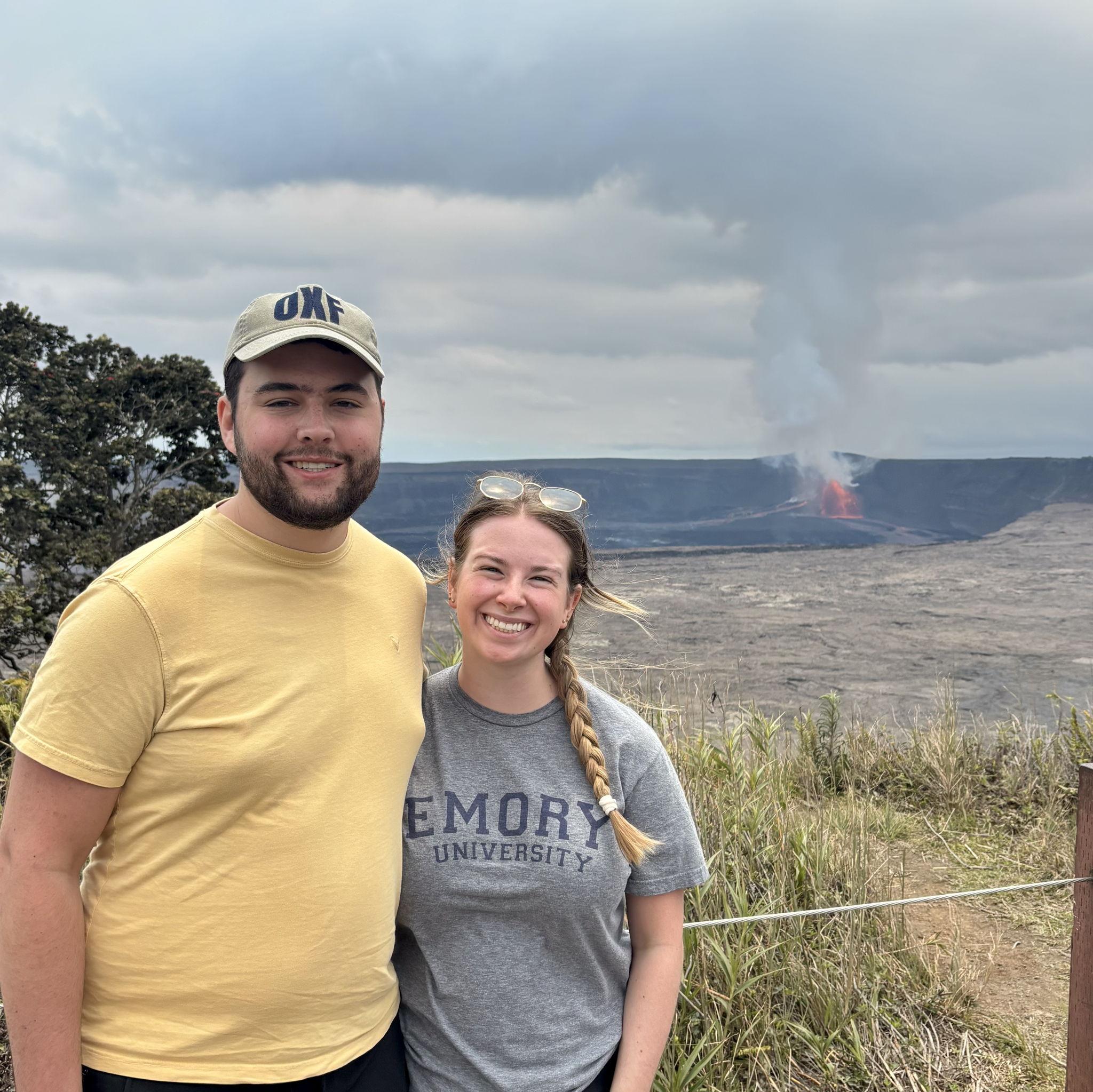 Hawaii Volcano National Park... peep the erupting volcano behind us!
