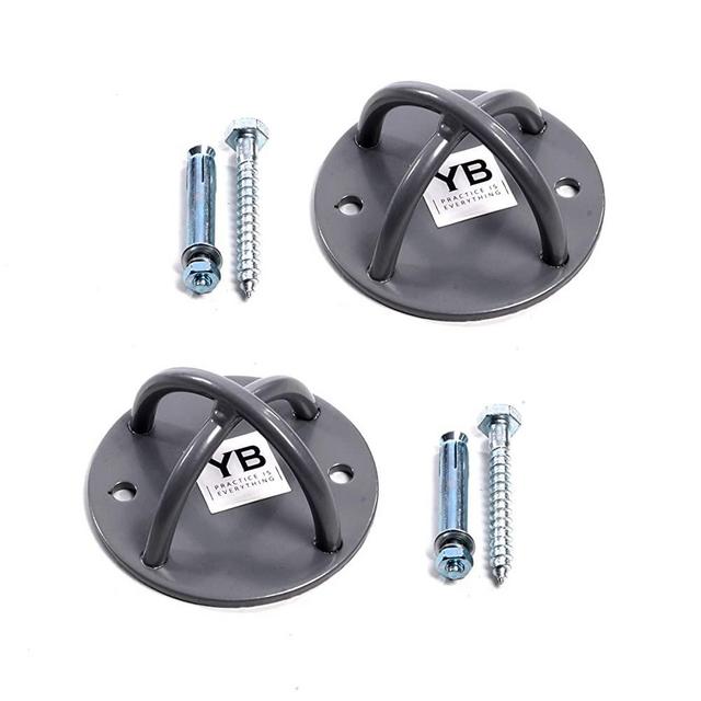 Yoga Trapeze Ceiling Hooks, Indoor or Outdoor Suspension Trainer, Set of 2, by YOGABODY