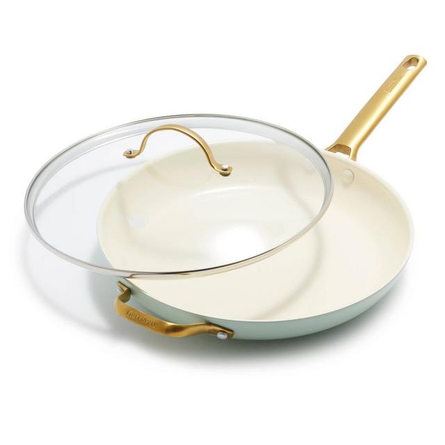 GreenPan Padova Reserve 12" Frypan with Helper Handle & Lid Mint Green