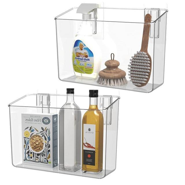 vacane Large Organizing Caddy with 2 Command Strips, Adhesive Wall Mounted Storage Organizer Bins 2 Set, 10 Lb