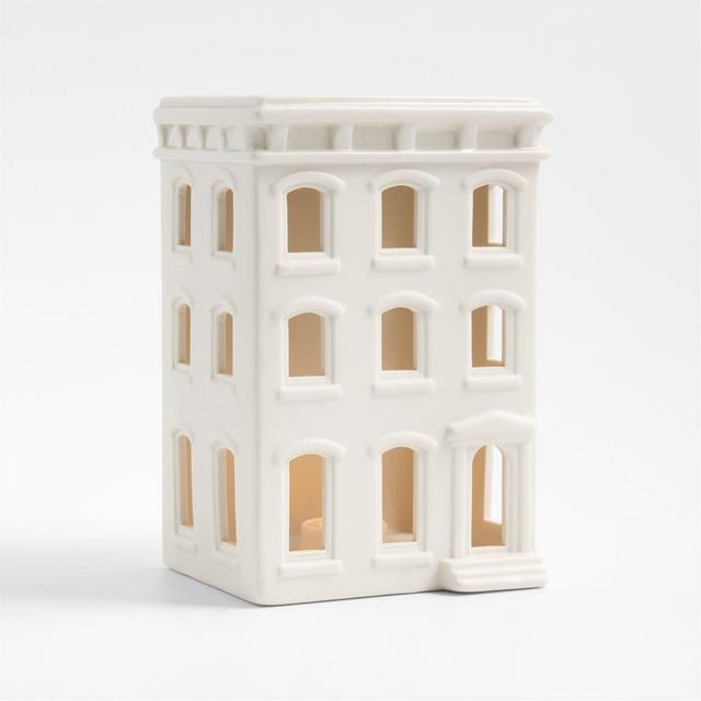 White Ceramic Holiday Italianate Brownstone