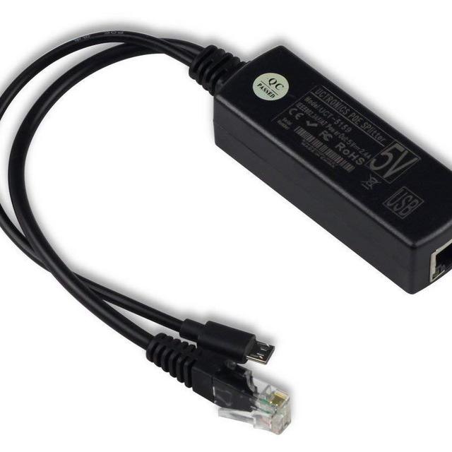 UCTRONICS IEEE 802.3af Micro USB Active PoE Splitter Power Over Ethernet 48V to 5V 2.4A for Tablets, Dropcam or Raspberry Pi 2/3B+ (48V to 5V 2.4A)