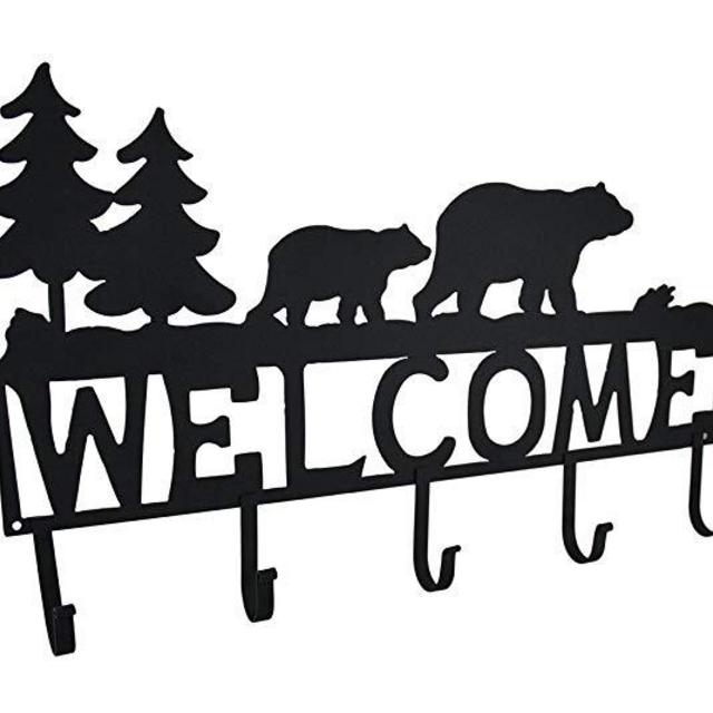 Zeckos Rustic Black Bear Decorative Welcome Wall Hook