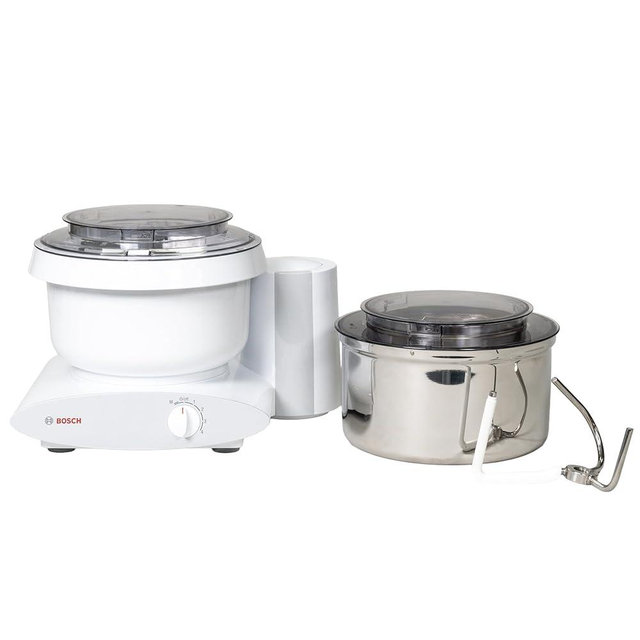 Bosch Universal Plus Stand Mixer - White - with Bottom‑Drive Stainless Steel Bread Bowl, 6.5‑Quart Capacity, 4 Speeds + Pulse, Heavy‑Duty Dough Hook & Dual Whips, Handles 14 lb Dough
