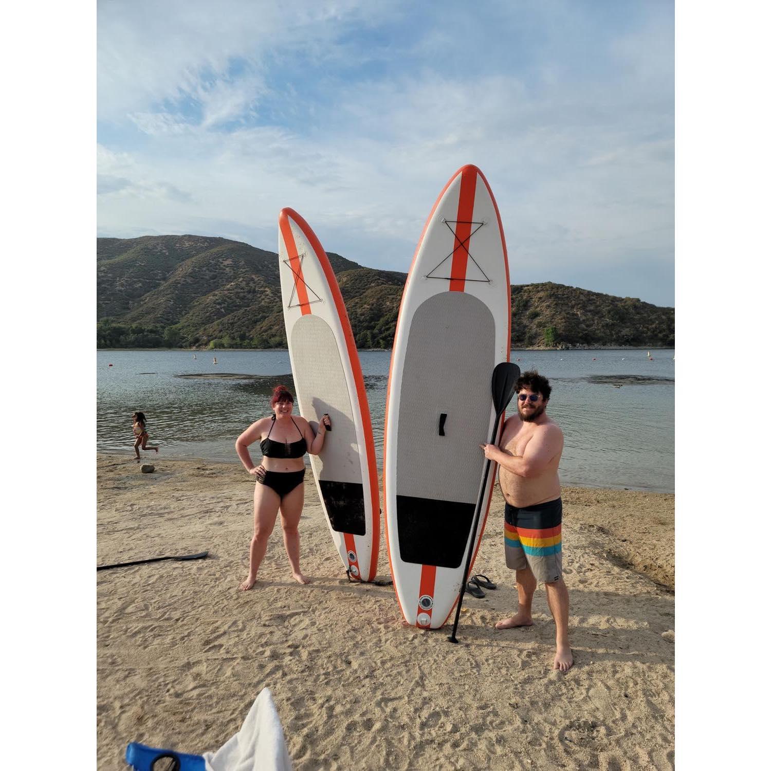 Standup paddleboarding at Silverwood Lake
