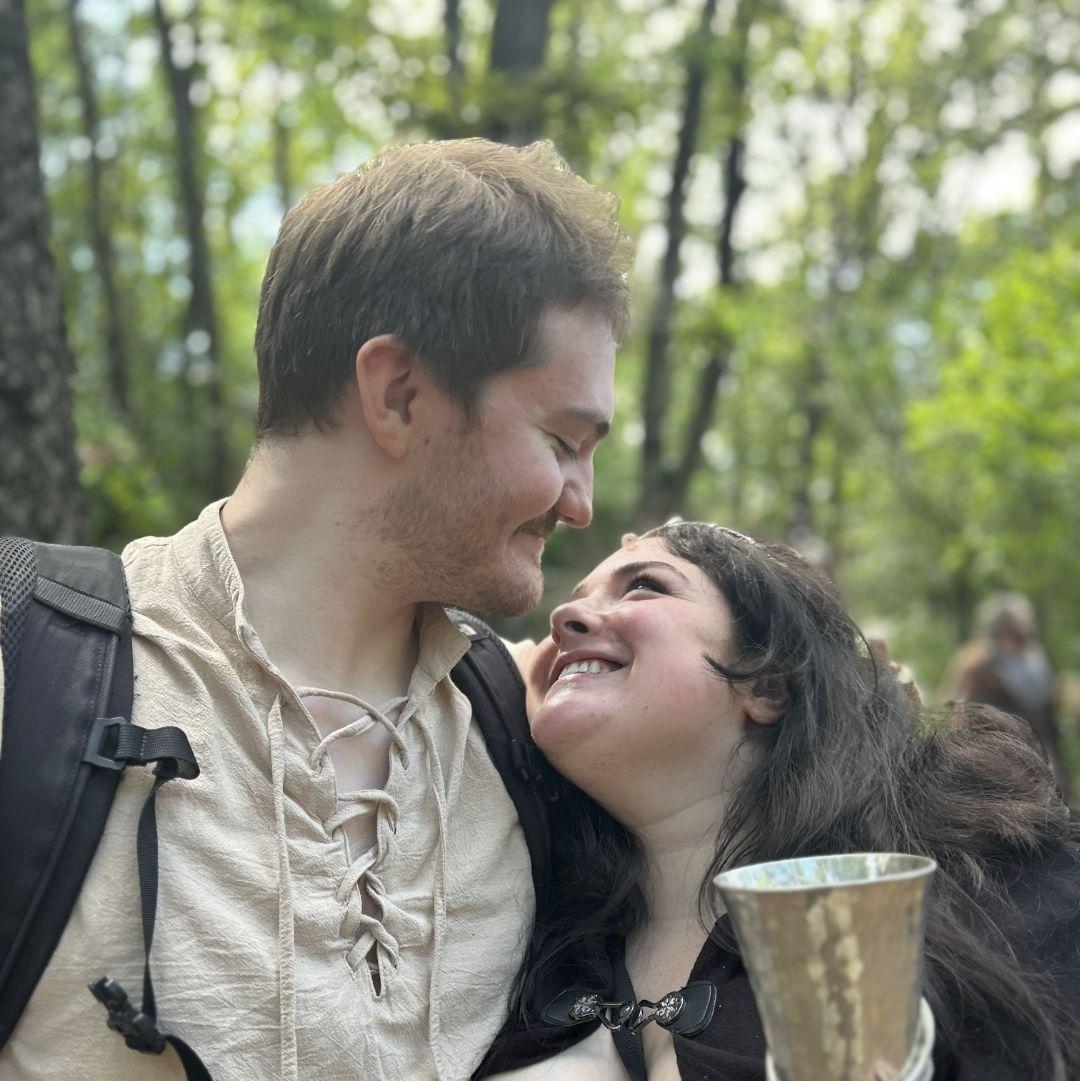 September 2025: Daphne took this picture of the two of them while visiting the fairy garden at Renfest
