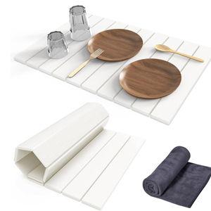 Stone Dish Drying Mat for Kitchen Counter,24"(L)×16"(W) Collapsible Fast-Drying Diatomaceous Earth Mats with Towel Sanding Tool,Versatile Stone Drying Mats for Cups Dishes Bottles