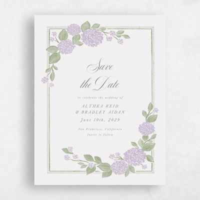 Purple Wedding Save the Date - Giselda Portrait