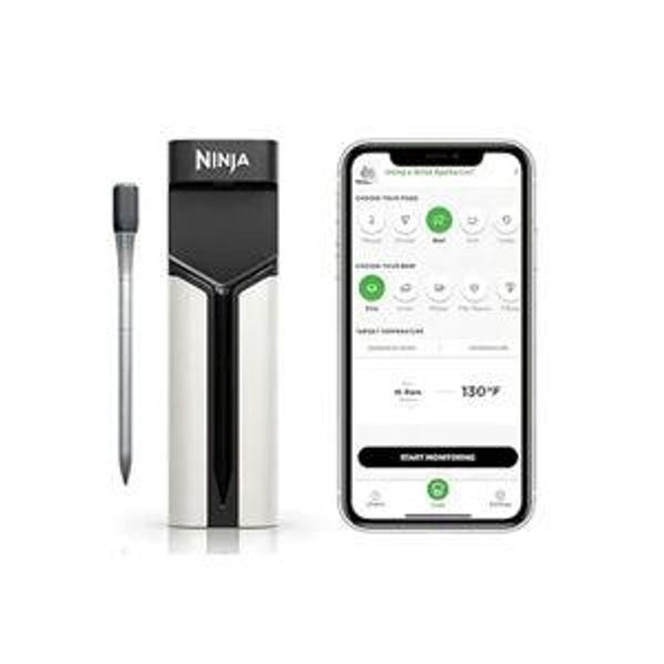 Ninja | Meat Thermometer ProChef Wireless Probe for Indoor & Outdoor Air Fryer, Grill, Cooking, Smoker, Oven, Roaster, Long Range Bluetooth App Connection, Flareup Resistant, Waterproof, US Only, WP100