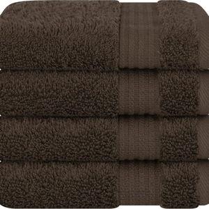 Cotton Paradise 100% Cotton Turkish Towel Set, Soft Absorbent Quick Dry, 4 Piece Washcloth Set, Chocolate Brown