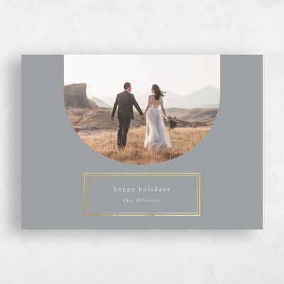 Grey Holiday Card - Gift Landscape Foil