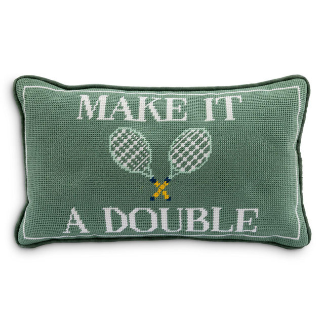 Furbish Studio Make It A Double Needlepoint Pillow, 15" x 9"