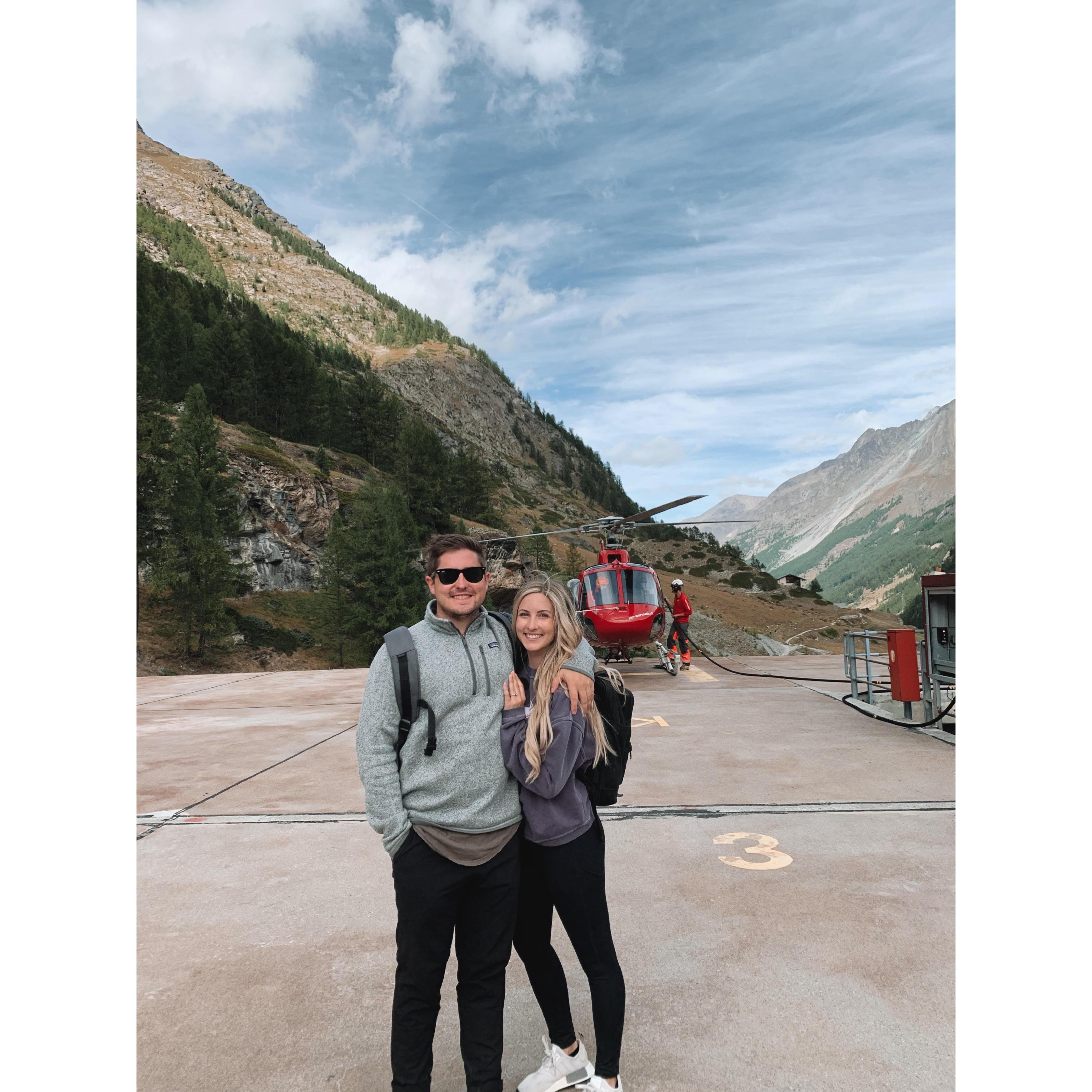 Helicopter ride over Zermatt hours after the Proposal