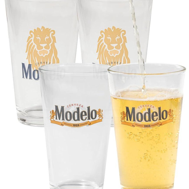 LORD'S ROCKS Modelo Beer Glasses 16oz Pint Glass - Set of 4 Authentically Licensed Compatible