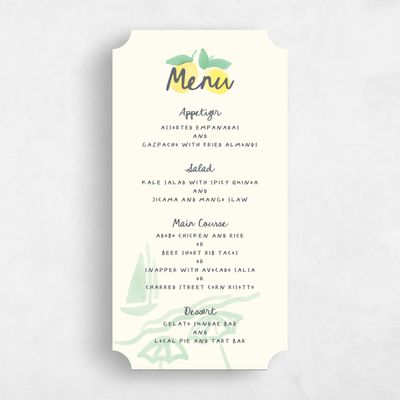 Green Ticket Wedding Menu - Spiaggia