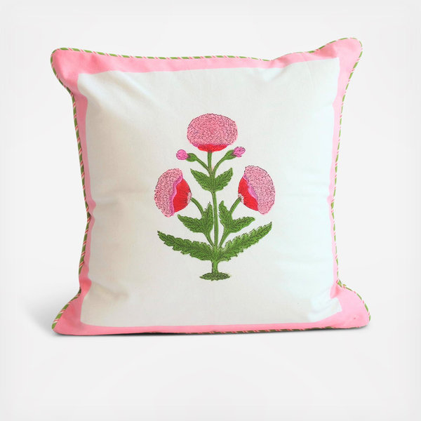 Inner Child Poppy Blockprint Pillow Cover - Thumbnail 3