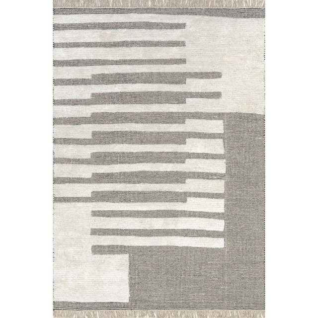 Nuloom Hyperion Tasseled Cotton and Wool Area Rug, 6' x 9', Ivory